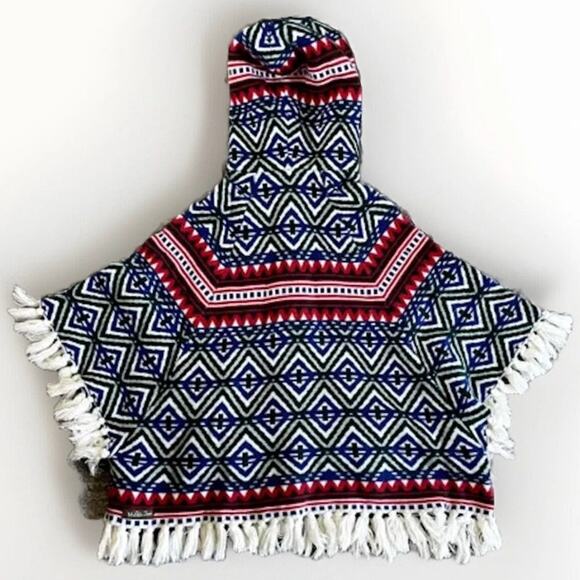 MATILDA JANE Hooded Fringe Poncho Boho Fair Isle Knit Cape Big Girl Size 14 - Picture 3 of 16
